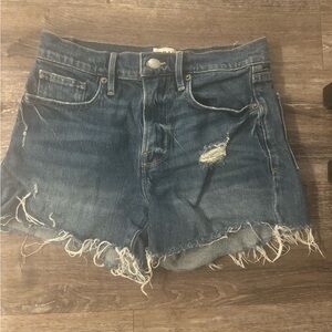 Frame Denim Blue Distressed Jean Shorts